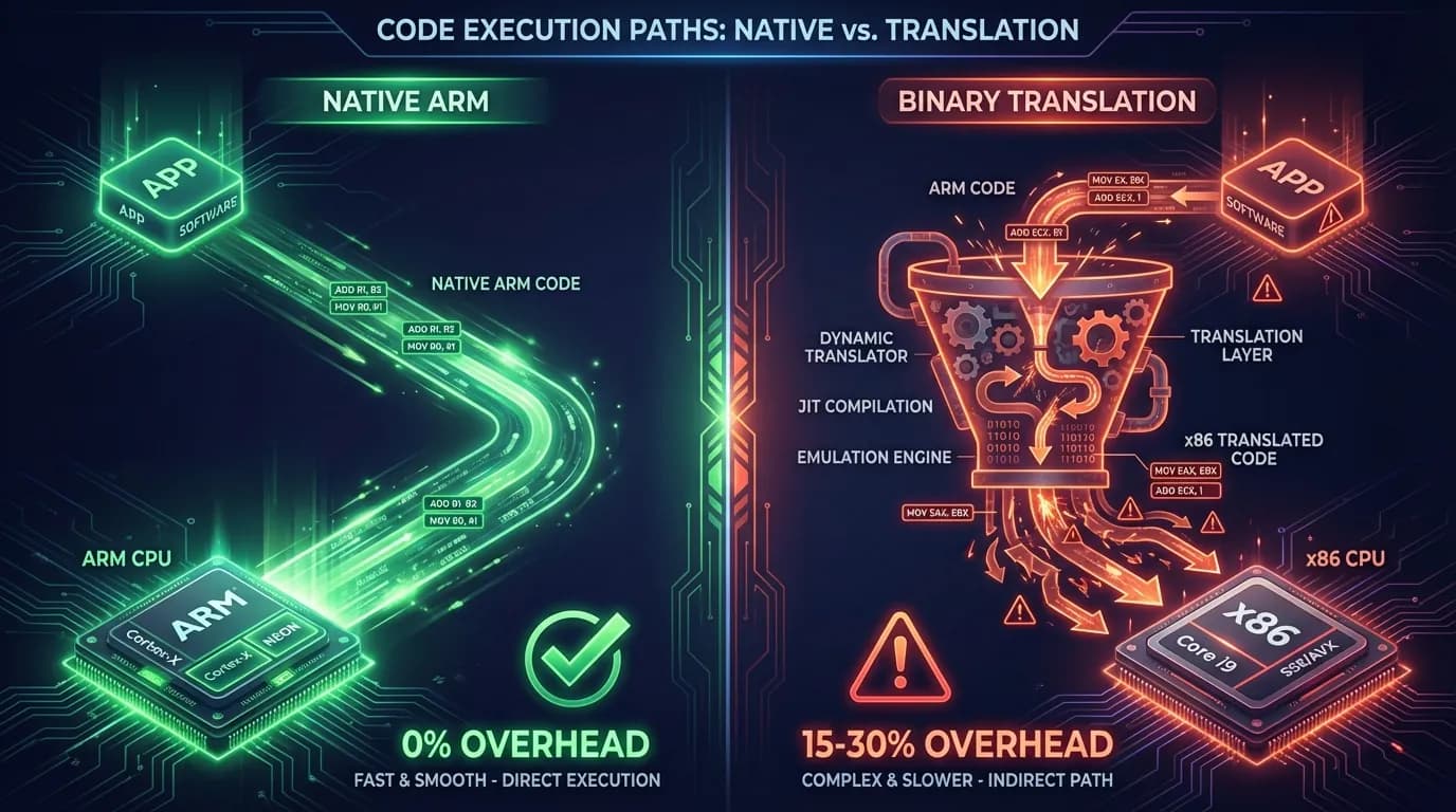 Native ARM vs Binary Translation: Why Code Translation Kills Performance