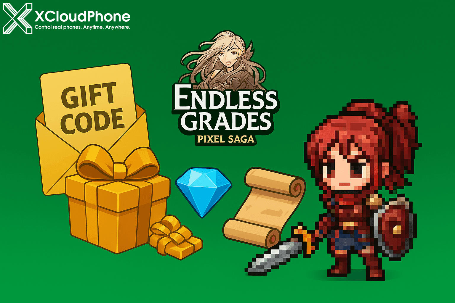Подарочный код Endless Grades: Pixel Saga Последние август 2025 – Получайте драгоценные камни, рекрутированные свитки и бесплатные награды!