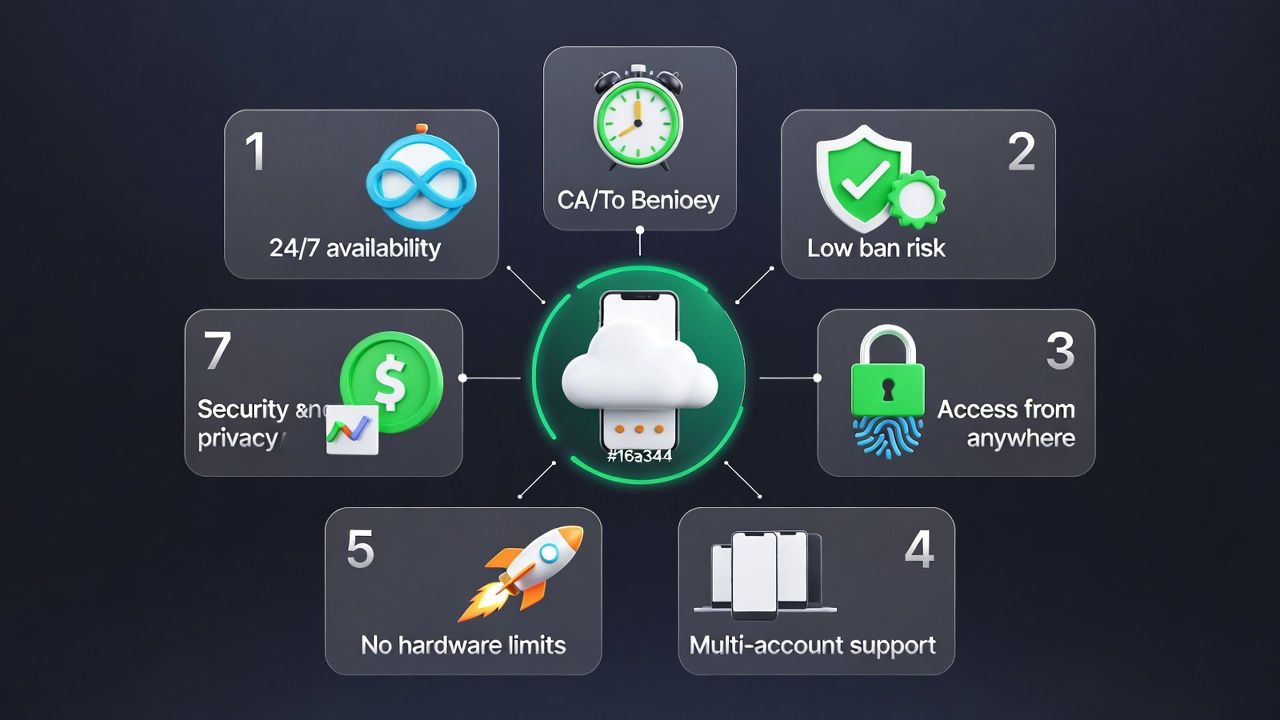 7 Benefits of Cloud Phone infographic summary