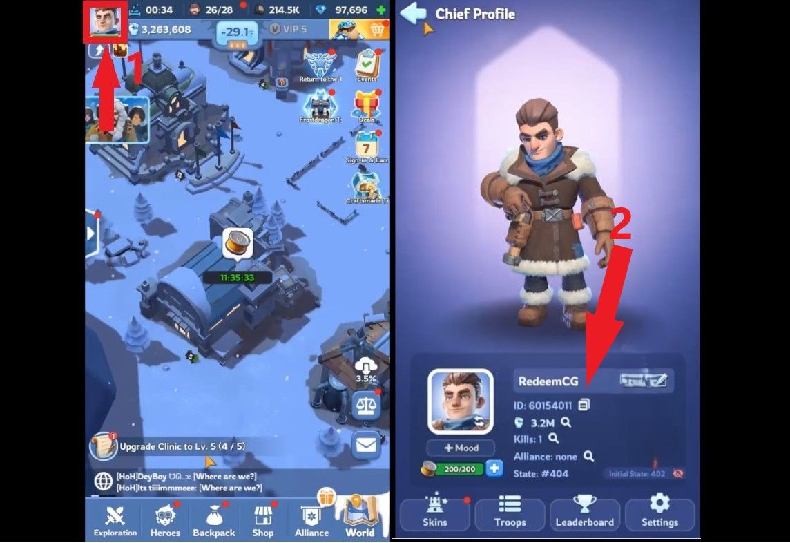 Step 1: Open game, copy Player ID from avatar.