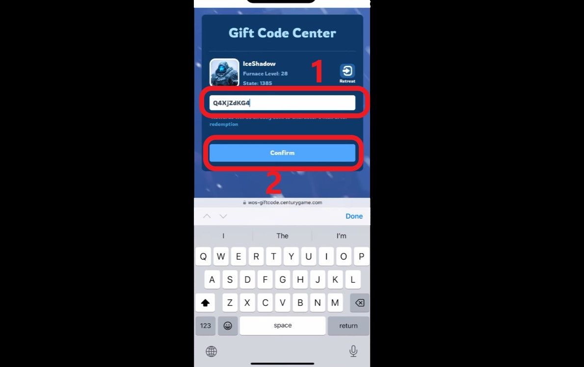 Step 3: Paste code > Confirm > copy verification code into game Mail.
