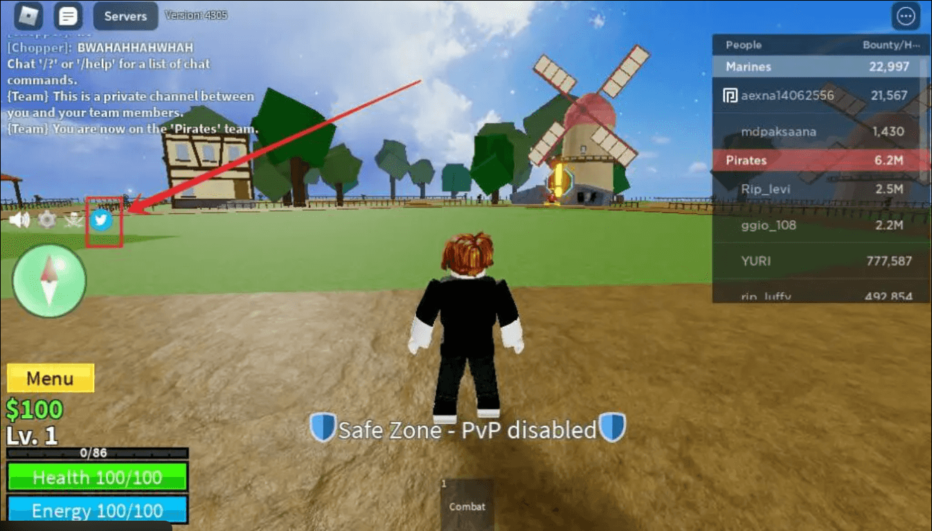 Haz clic en el icono del pajarito de Twitter / cuadro 'Códigos de recompensa'. Icono en la izquierda de la pantalla.