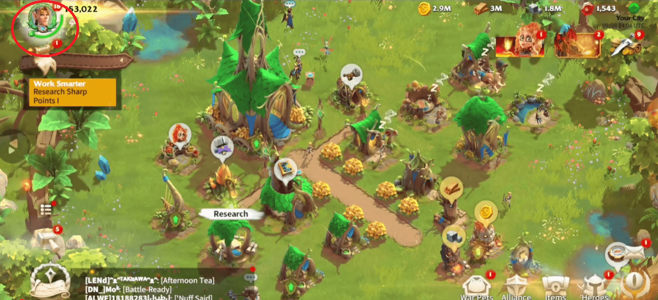 Open game, tap avatar (profile) at top-left.