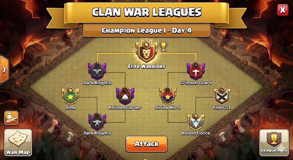 Clan War Leagues (CWL) tournament and medal rewards in Clash of Clans.
