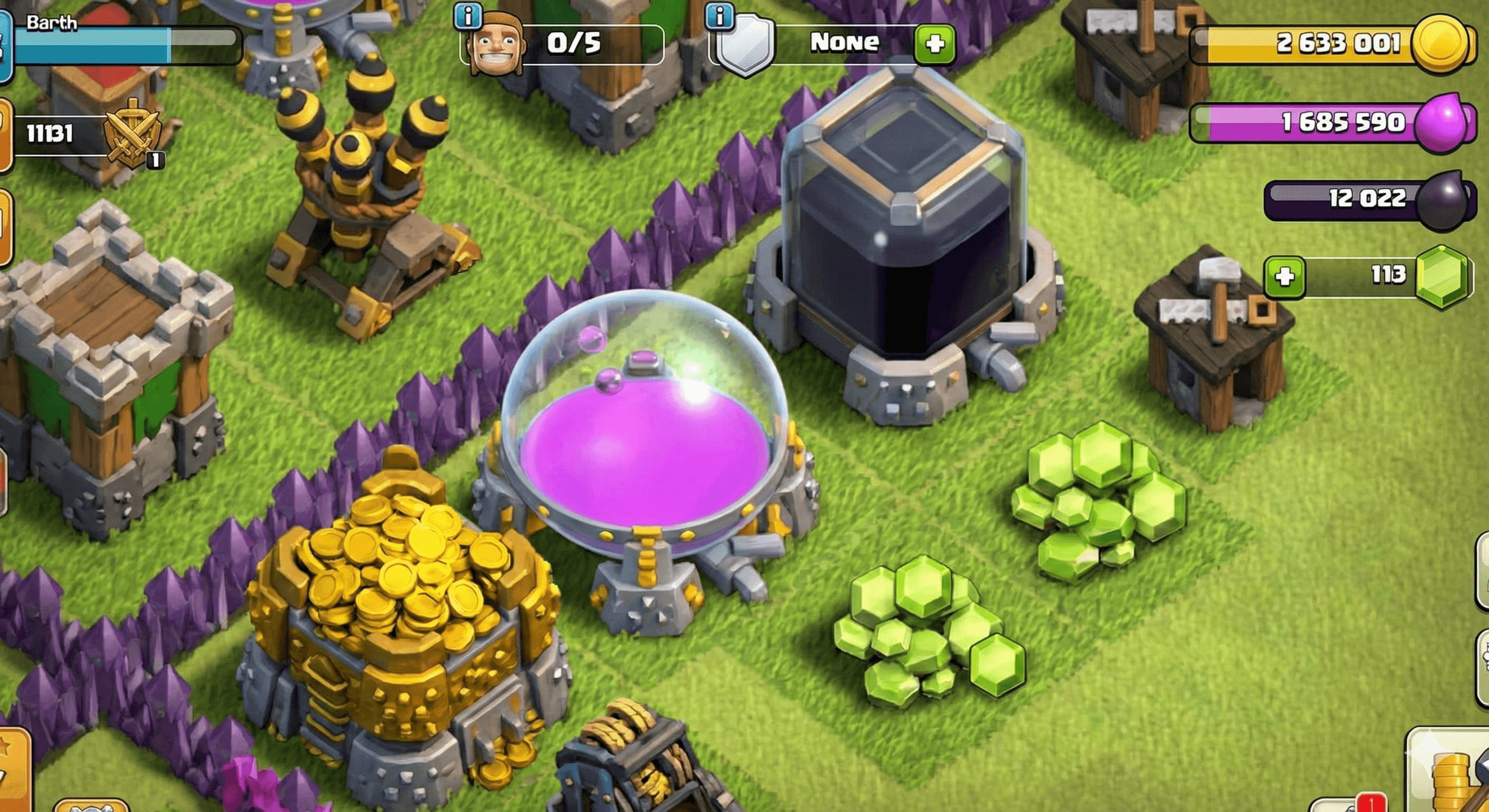 Types of resources Gold, Elixir, Gems in Clash of Clans.