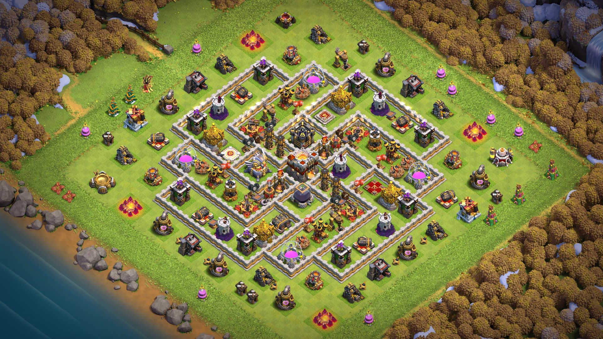TH11 War Base Design Sample for 3-star defense.