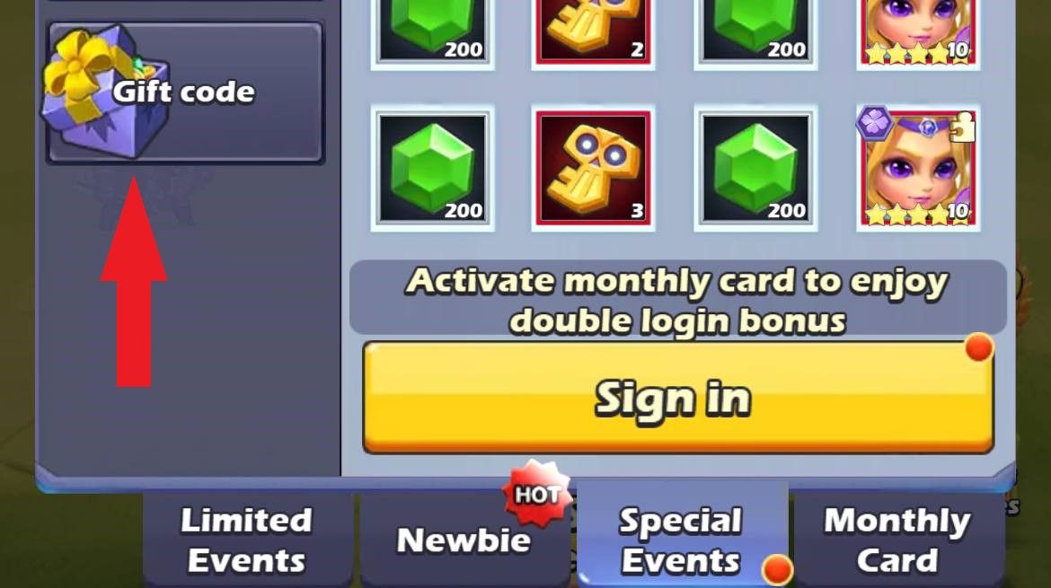 Passo 2: Quando o menu aparecer, selecione Ofertas, depois continue selecionando Código de Presente para começar a inserir o código.