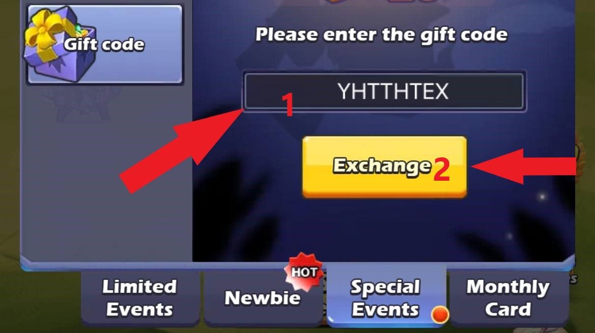 Passo 3: Na caixa vazia, digite exatamente o código que você coletou. Após inserir, pressione o botão Trocar para confirmar o código de presente.