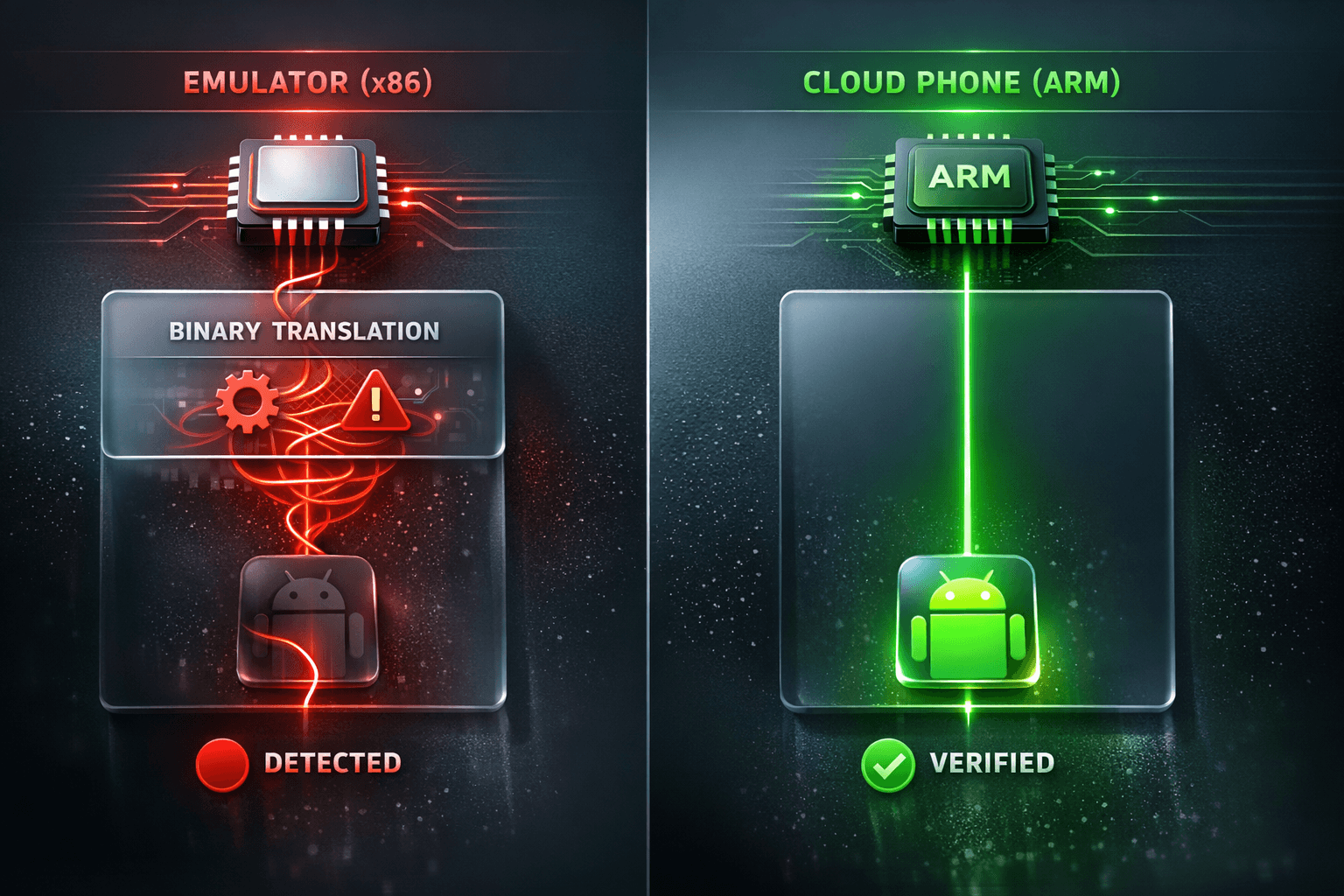 Emulator Architecture vs Bare Metal Cloud Phone Architecture
