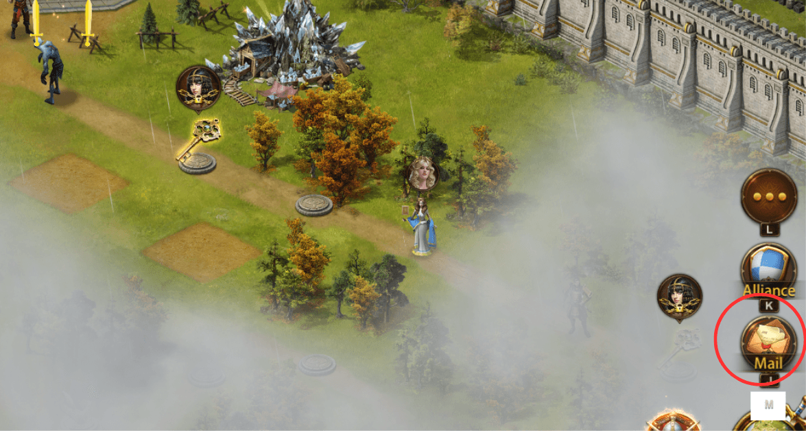 Go to Mail to receive items, activate speed ups, or summon generals.