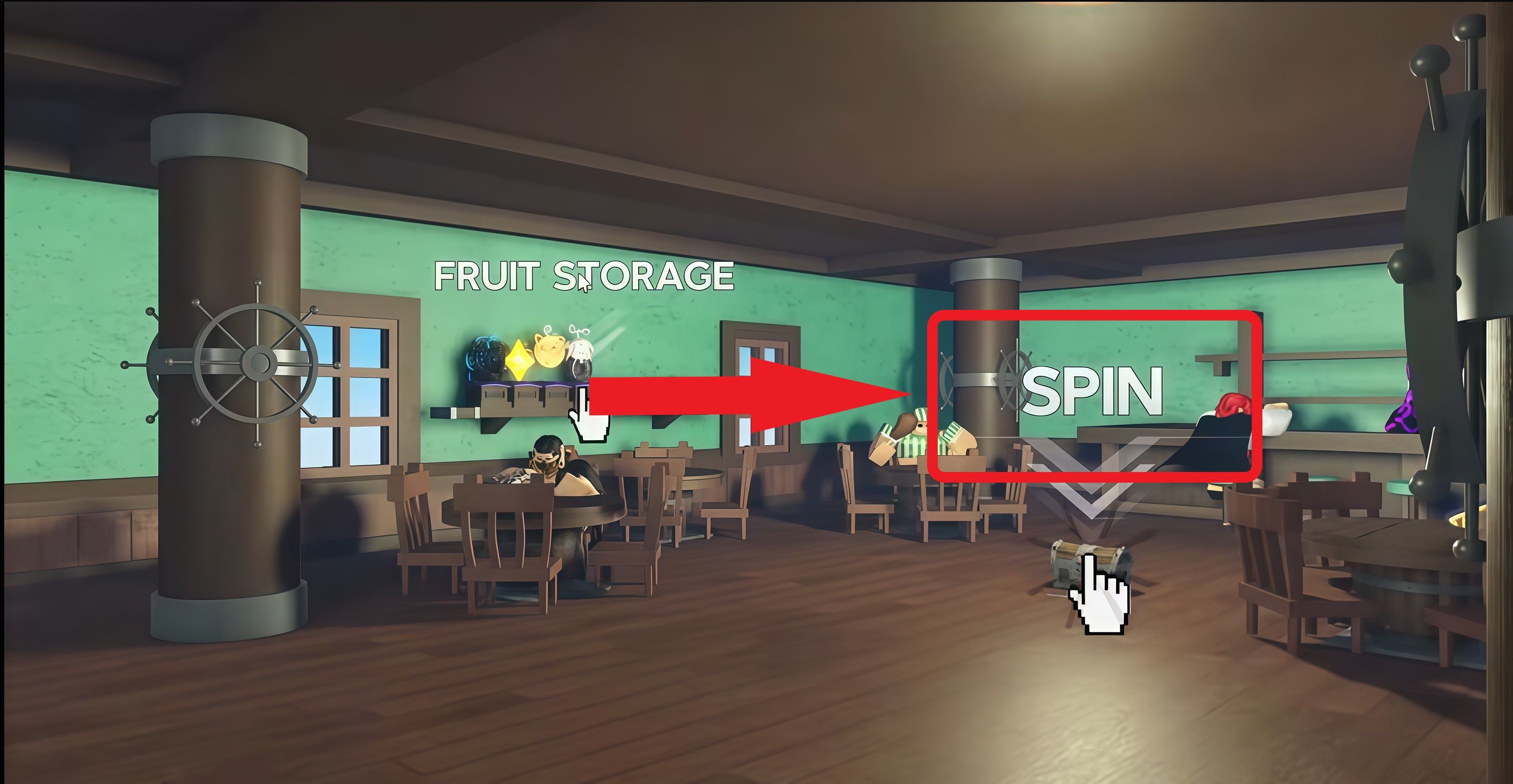 चरण 3: स्पिन रूम में खजाना बॉक्स पर क्लिक करें।