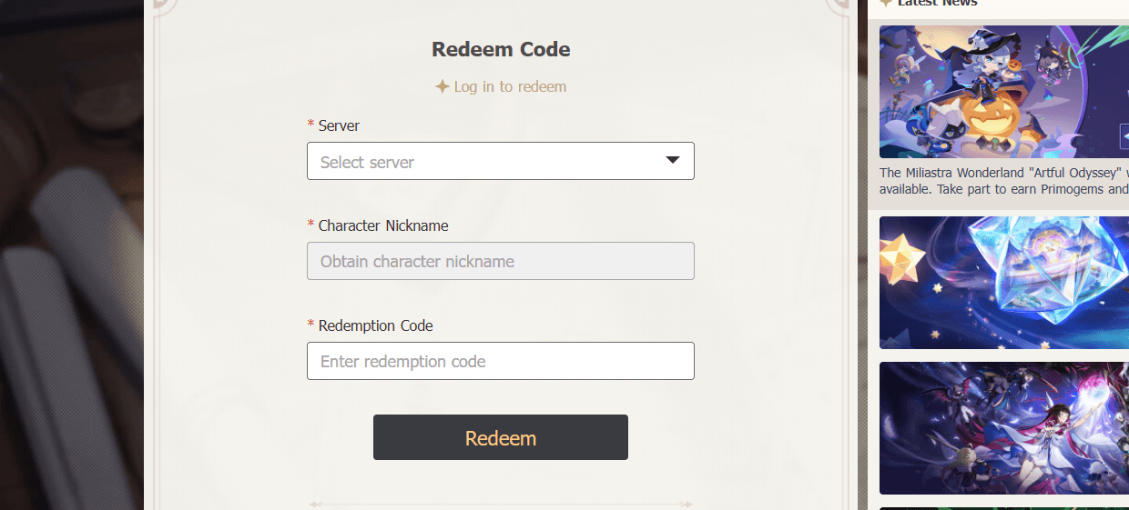 Select server (Asia/Global), enter character name (AR 10+).