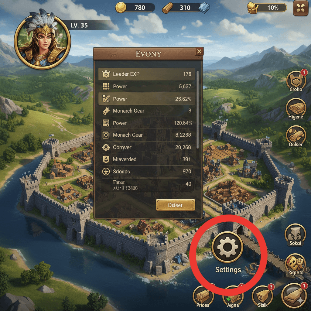 Personal info window, select 'Settings' gear icon