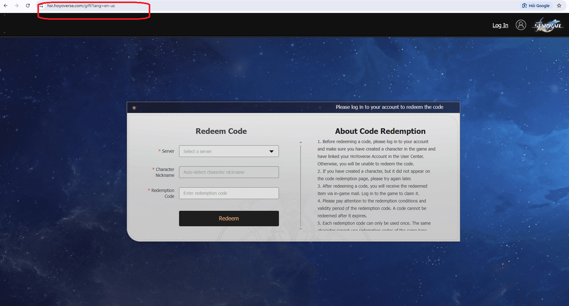 Visit https://hsr.hoyoverse.com/gift.