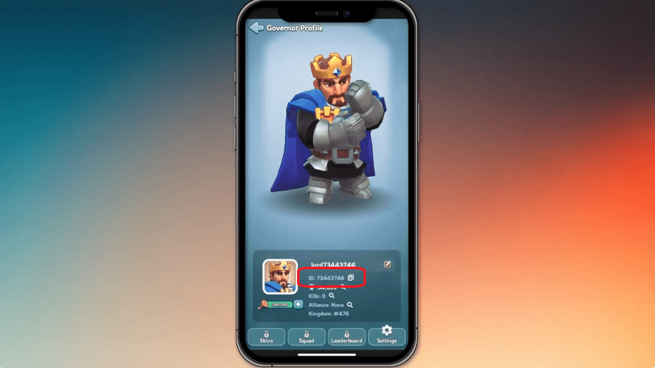 Tap avatar, copy Player ID.