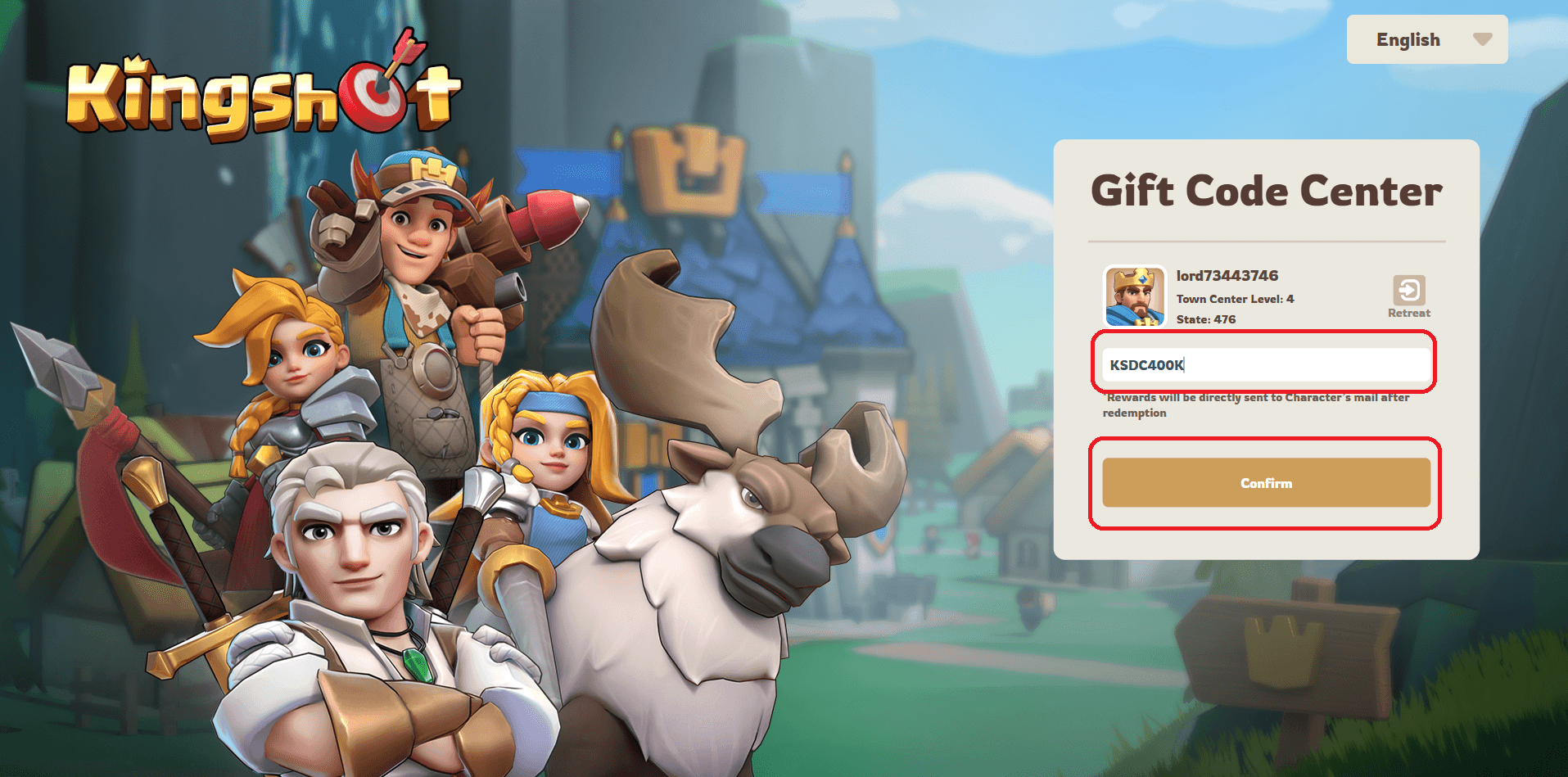 Paste code, press Confirm – check in-game mailbox.