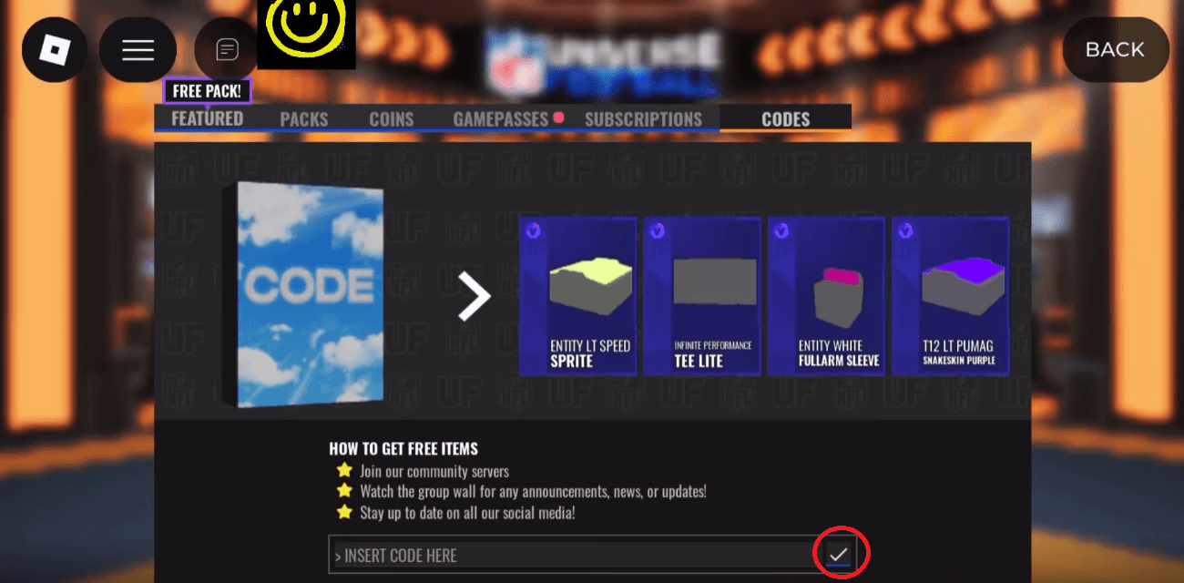 Select Codes tab > Copy code > Paste > Confirm