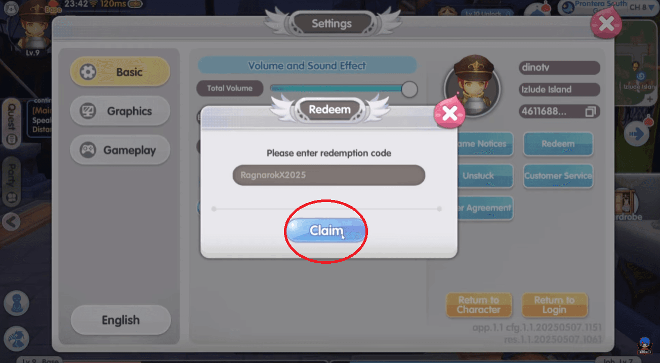 Press Claim → Check Mail in-game to receive rewards.