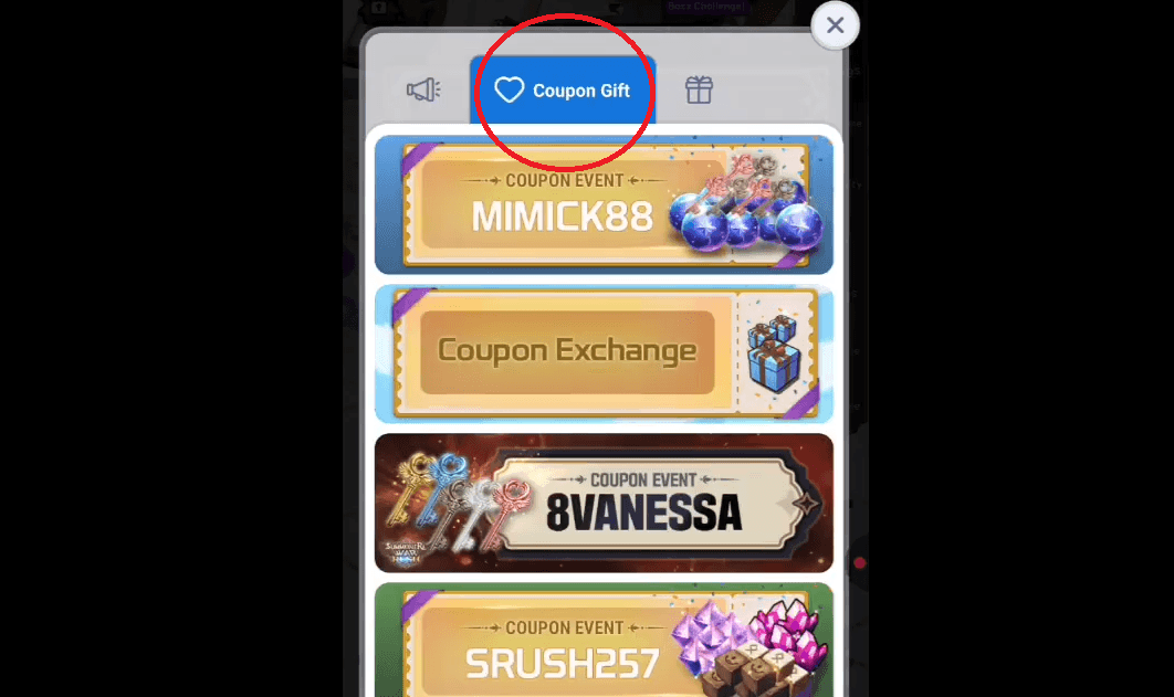 Switch to middle tab (heart icon ♥).