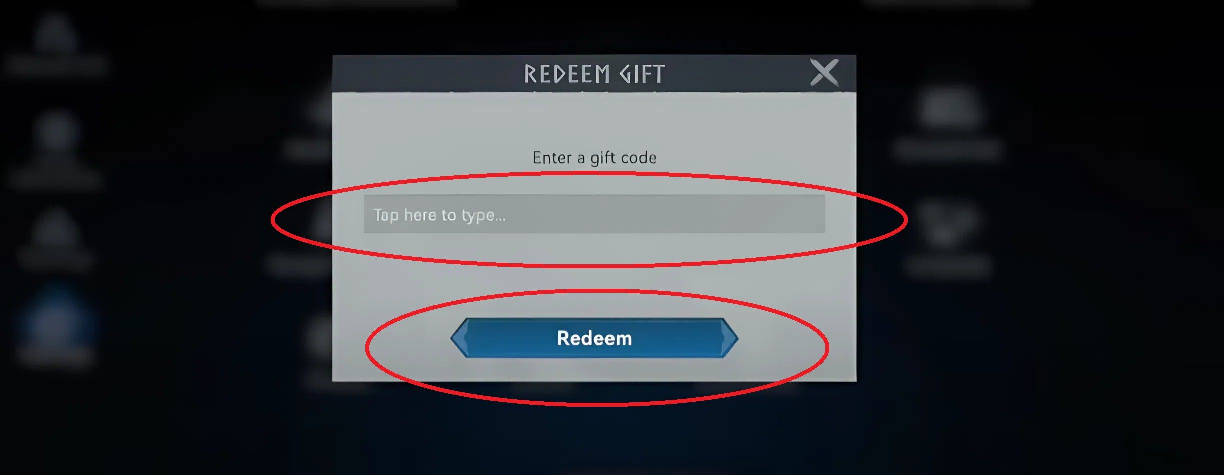 Paste code → Redeem to confirm.